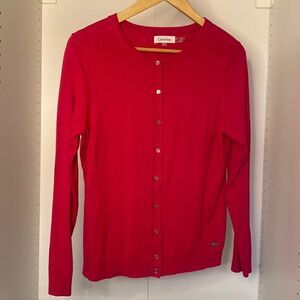 Calvin Klein Sz M Pink Button Up Sweater